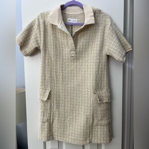 Zara Beige and Yellow girls tweed dress